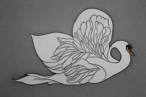 Contour of a swan, that has some Georgian words in it : including: სიცარიელე, იმედი, ამბავი. Heartbroken swan drown as all in one line, without breaking the line. tattoo idea