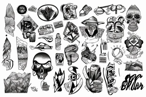 Script, paper, Brazil mountain overlooking beach tattoo idea