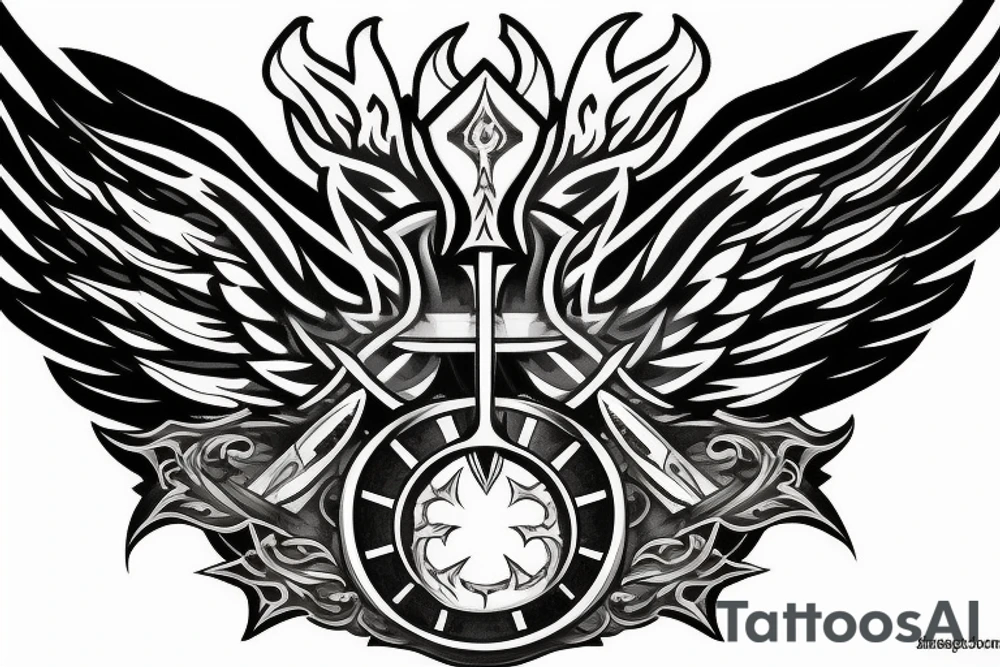 Sword with Fire Wings tattoo idea