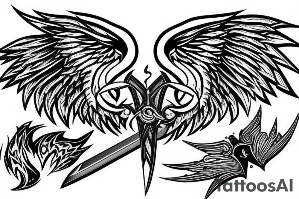 Sword with Fire Wings tattoo idea