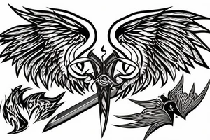 Sword with Fire Wings tattoo idea