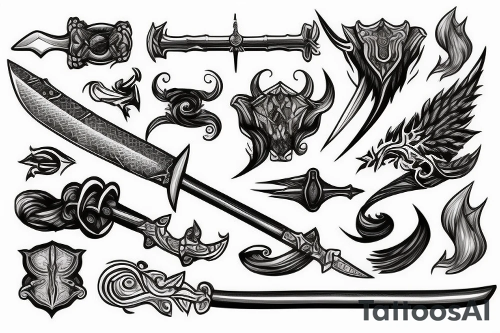 Sword with Fire tattoo idea