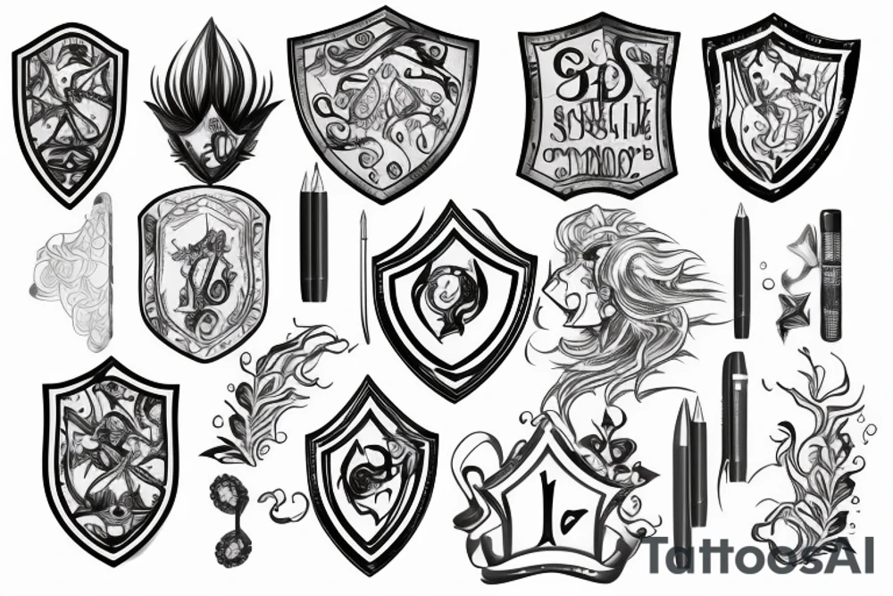 Shield with water tattoo idea