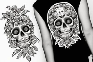 A skull bud flower tattoo idea