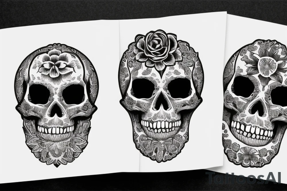 A skull bud flower tattoo idea
