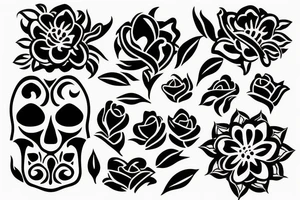 Flower growing out of skull tattoo idea