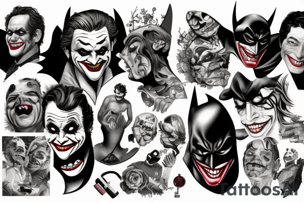 comedy and tragedy, batman and joker tattoo idea