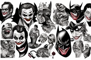 comedy and tragedy, batman and joker tattoo idea