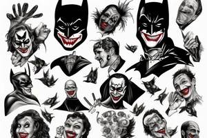 comedy and tragedy, batman and joker tattoo idea