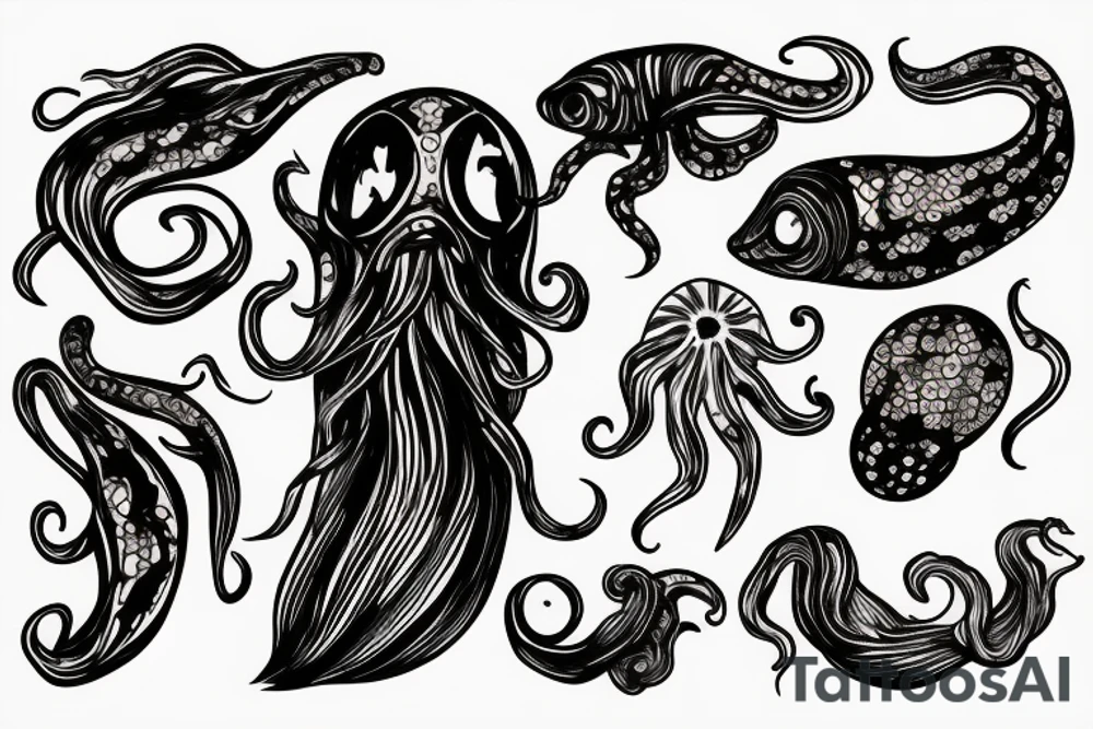 squid, jellyfish, fire tattoo idea