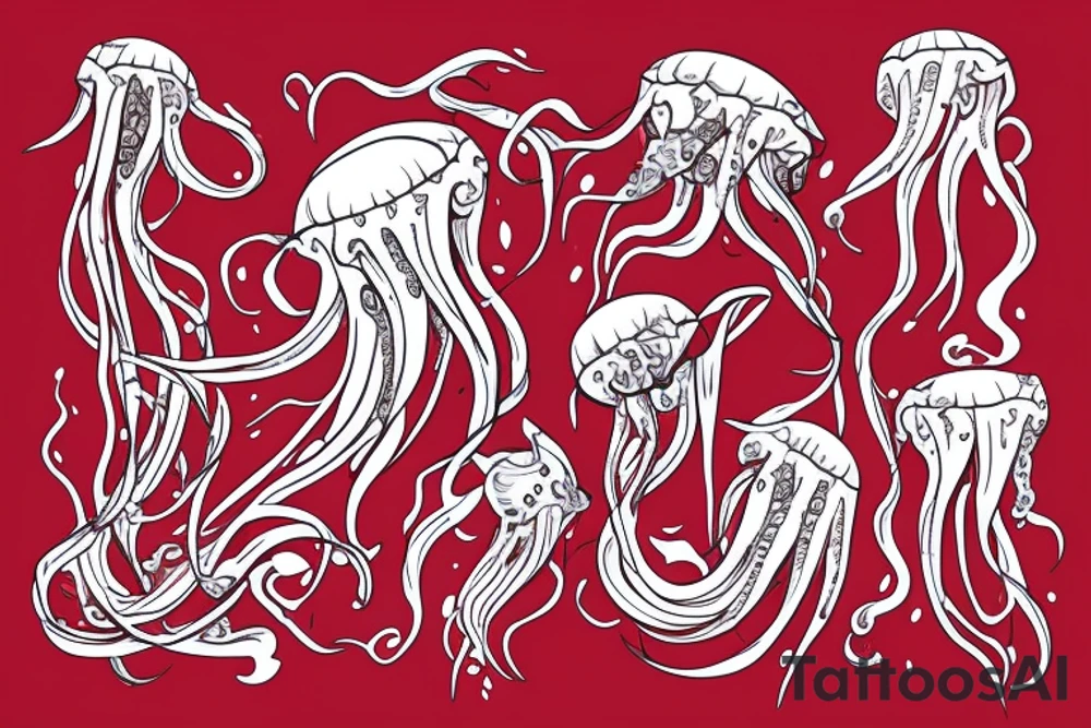 squid, jellyfish, fire tattoo idea