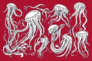 squid, jellyfish, fire tattoo idea