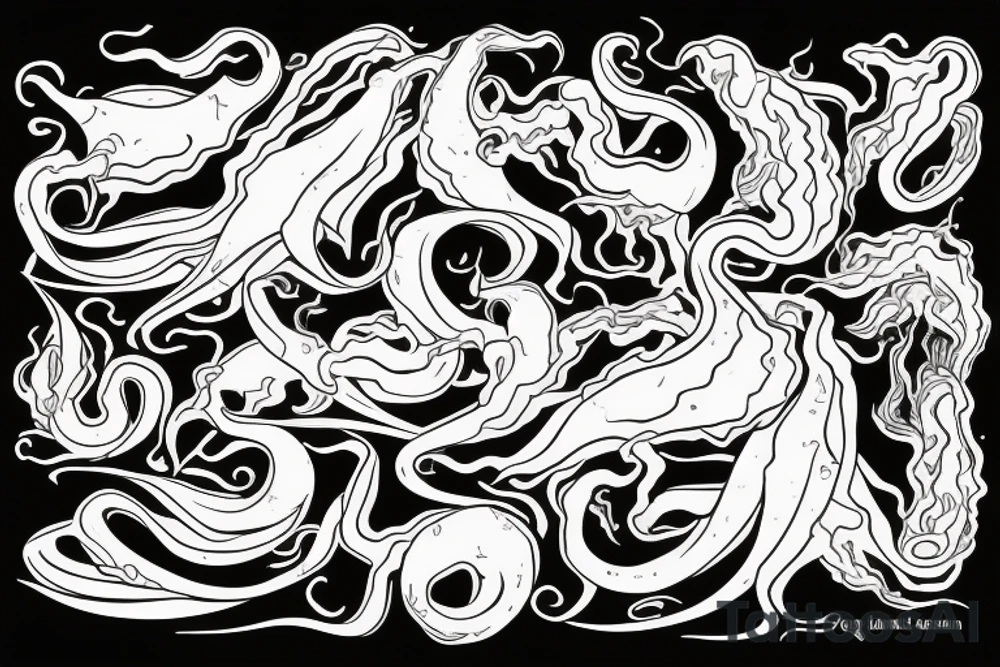 squid, fire tattoo idea