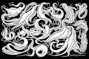 squid, fire tattoo idea