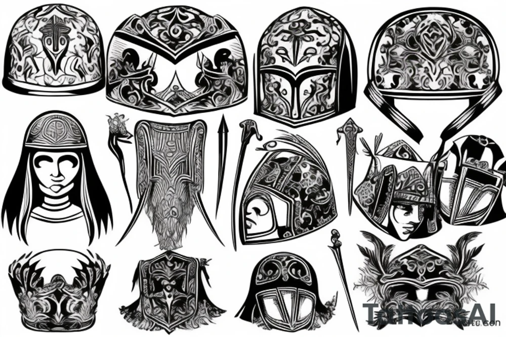medieval helmet tattoo idea