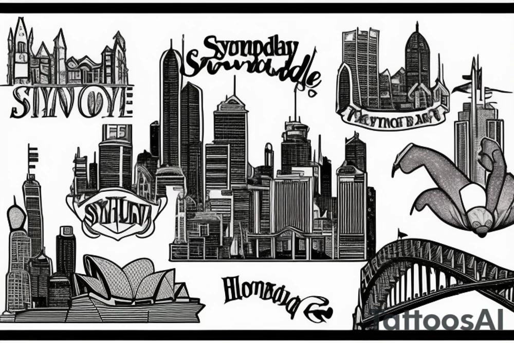 Sydney skyline Hogwarts tattoo idea