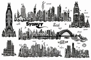 Sydney skyline Hogwarts tattoo idea