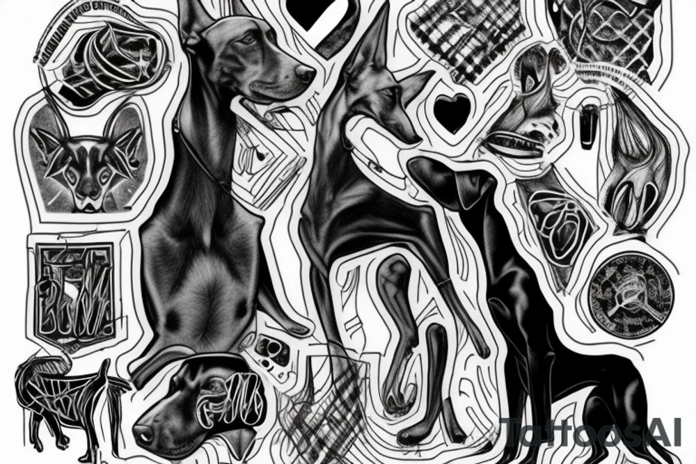 Doberman with barbed wire around nexk tattoo idea