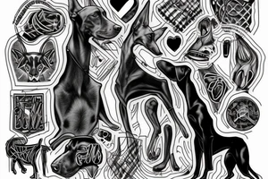 Doberman with barbed wire around nexk tattoo idea