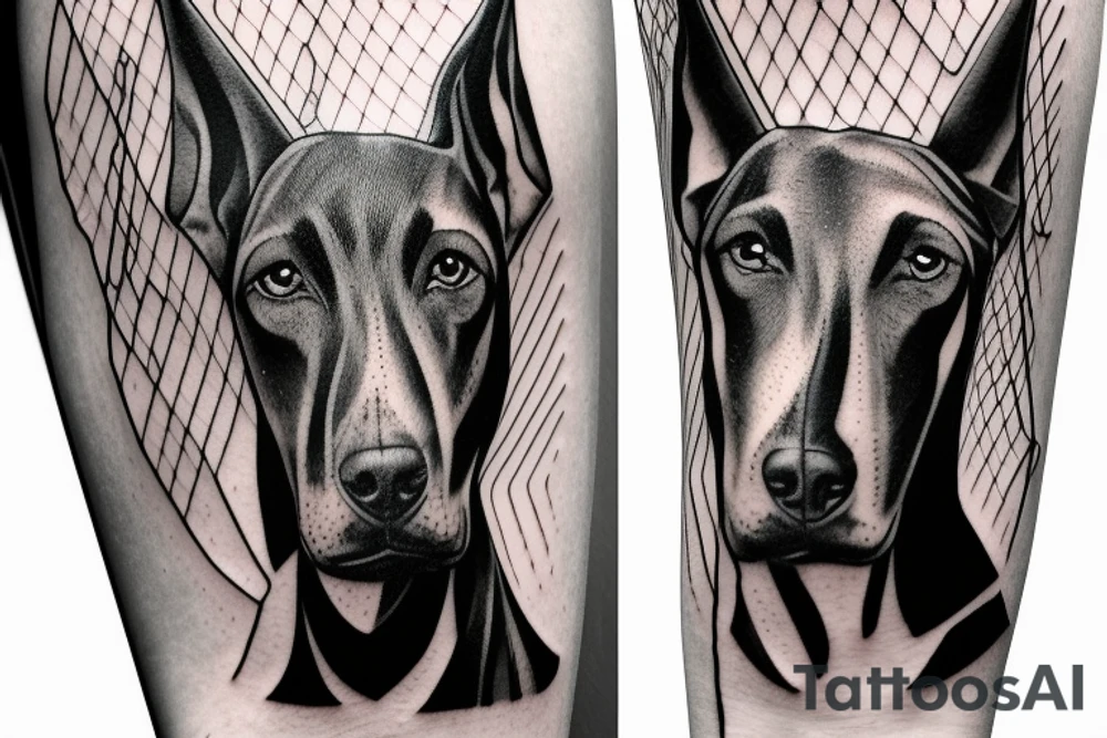 Doberman with barbed wire around nexk tattoo idea