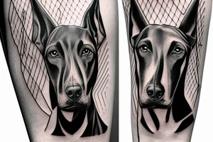 Doberman with barbed wire around nexk tattoo idea