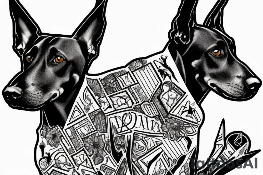 Doberman with barbed wire around neck tattoo idea Doberman with barbed wire around neck tattoo idea