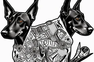 Doberman with barbed wire around neck tattoo idea