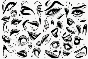 Crying face licking the tears down tattoo idea
