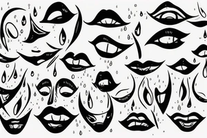 Crying face licking the tears down tattoo idea