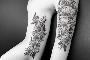 sleeve with big bee, poppies and swallow tattoo idea