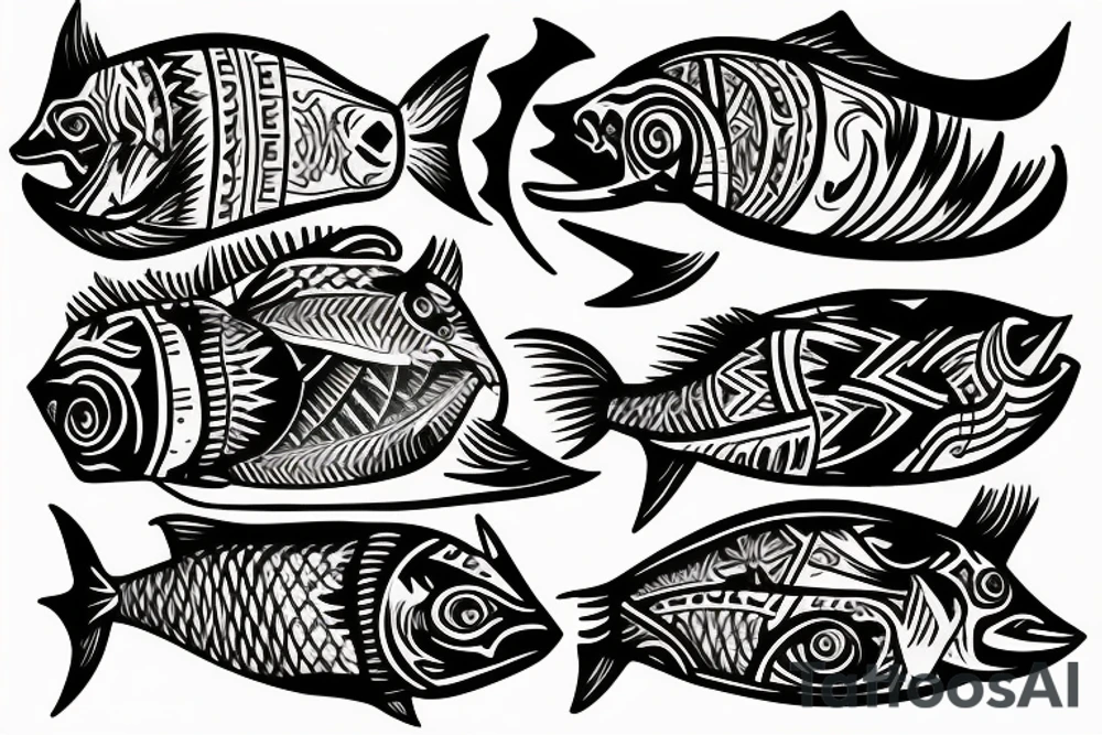 sunset on water with jesus saves fish tattoo idea