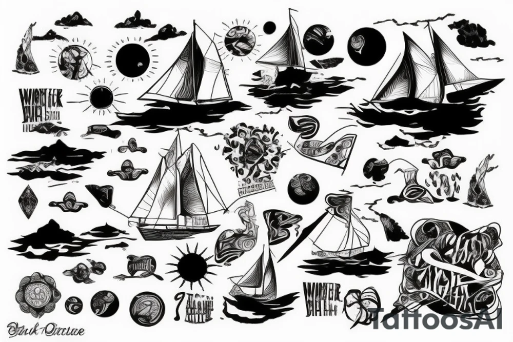 sunset on water tattoo idea