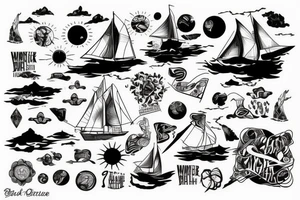 sunset on water tattoo idea