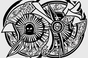 A longsword within a sun with carpe diem written in roman style text along the blade tattoo idea