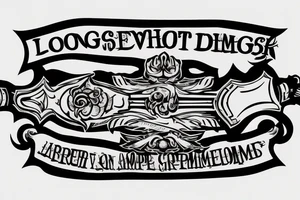 A longsword  with carpe diem written in roman style text along the blade tattoo idea