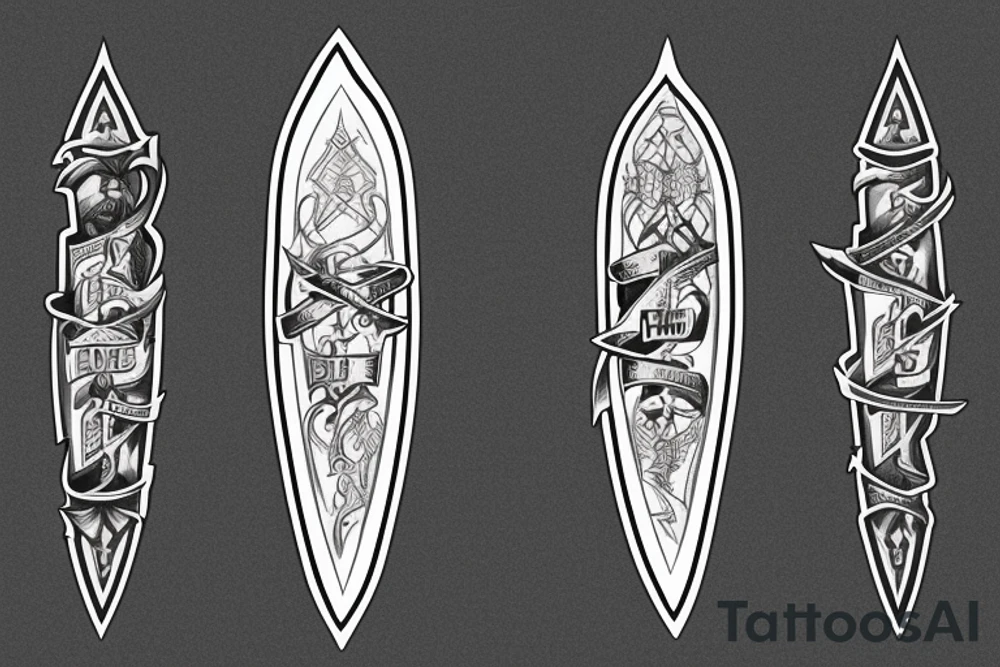 A longsword with carpe diem written in roman style text along the blade tattoo idea
