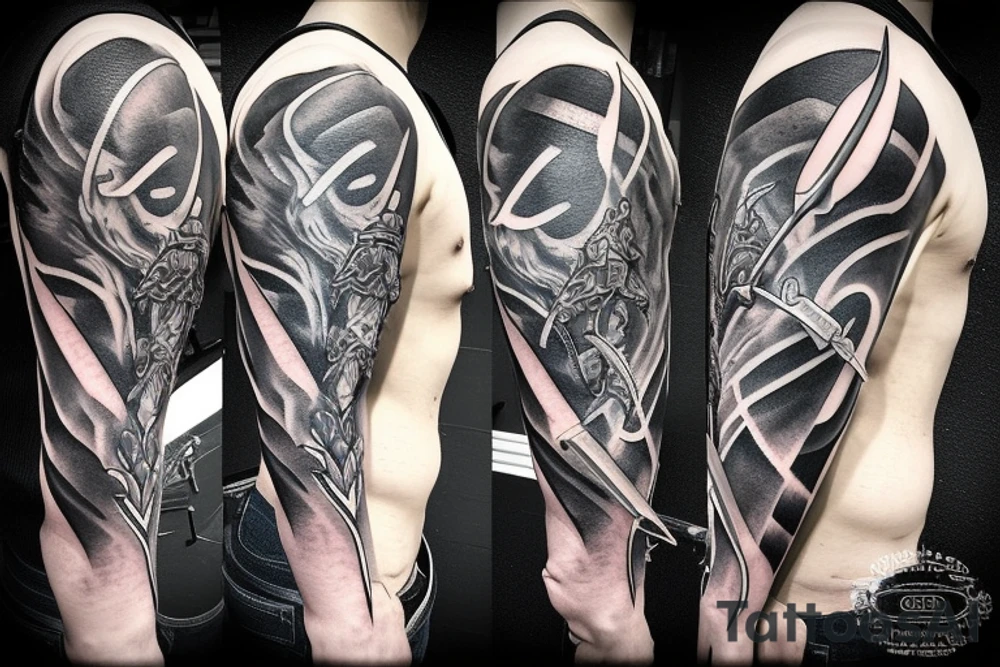 A longsword with carpe diem written along the blade tattoo idea