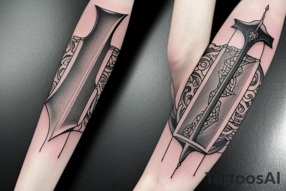A longsword with carpe diem written along the blade tattoo idea