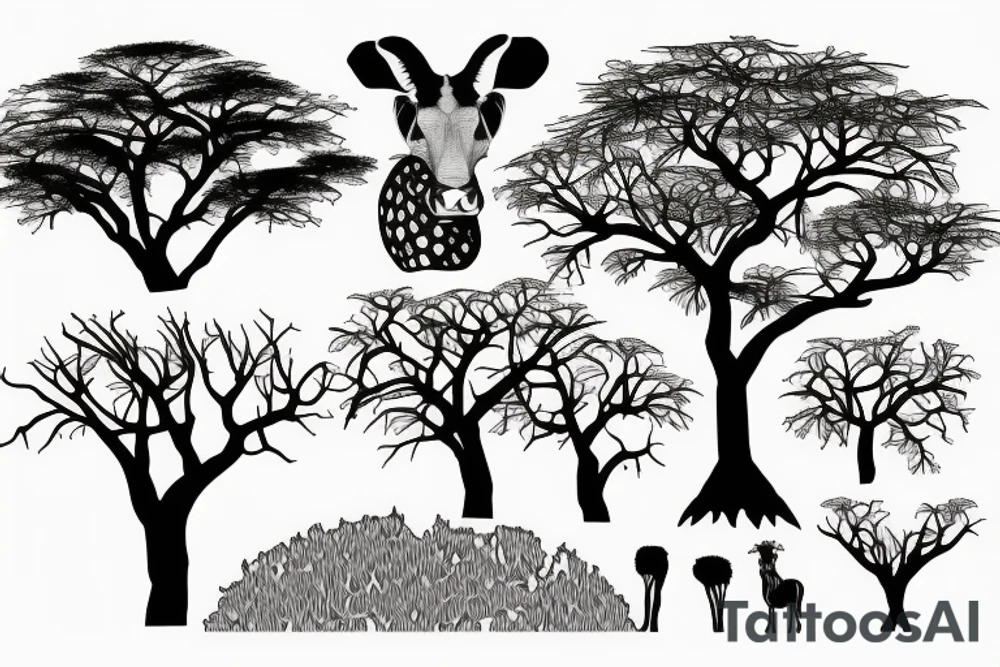 african savannah with acacia tree tattoo idea