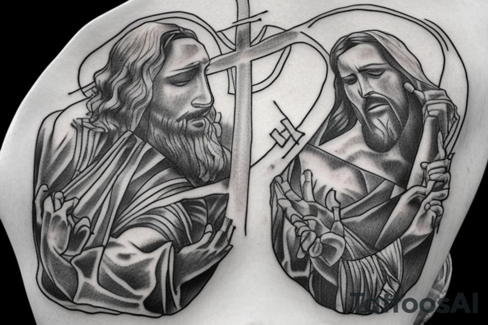 Jesus carrying cross to heaven tattoo idea