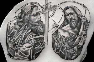 Jesus carrying cross to heaven tattoo idea