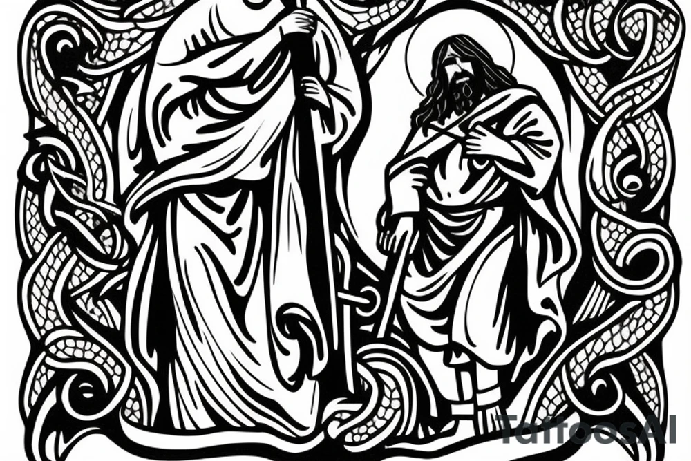 Jesus carrying cross to heaven tattoo idea