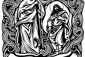 Jesus carrying cross to heaven tattoo idea