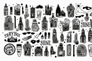 City Skyline trash polka tattoo idea
