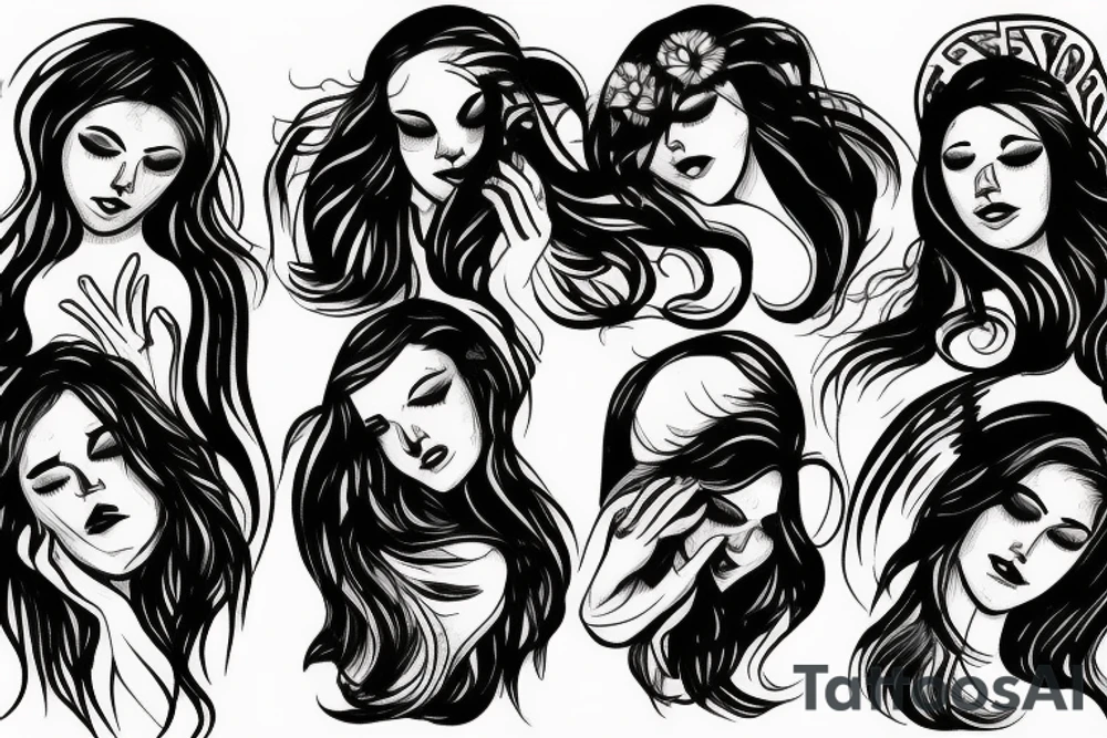 falling female angel crying tattoo idea