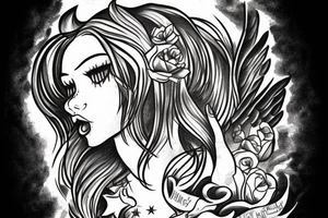 falling female angel crying tattoo idea