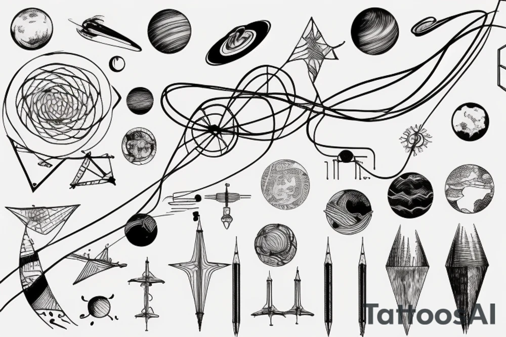 astrophysics physics mathematics computer science renaissance art minimalistic line work tattoo idea