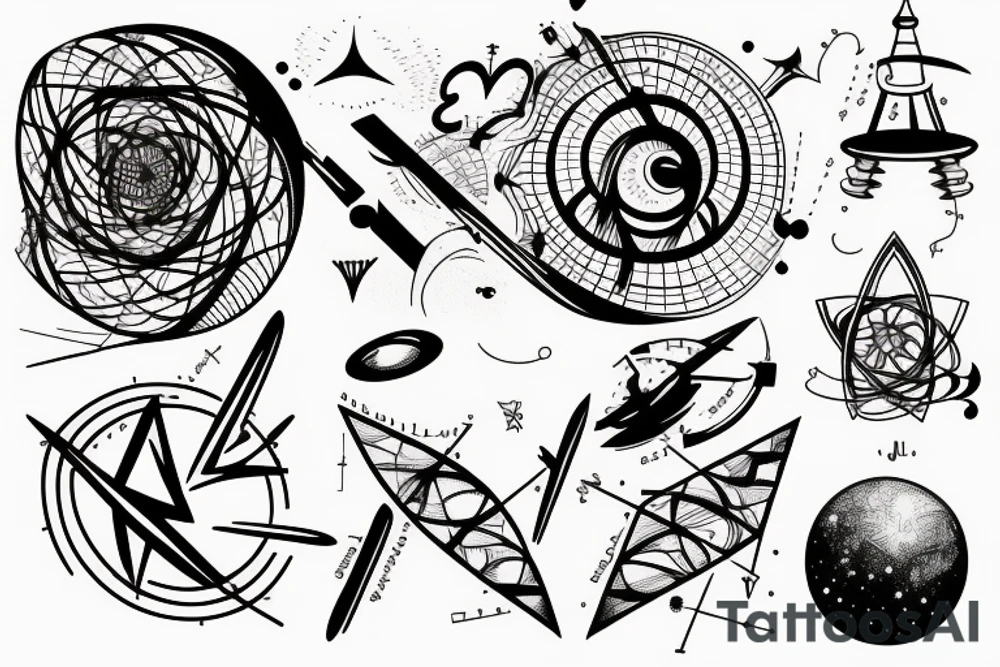 astrophysics physics mathematics computer science renaissance art minimalistic line work tattoo idea