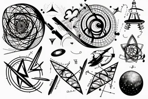 astrophysics physics mathematics computer science renaissance art minimalistic line work tattoo idea