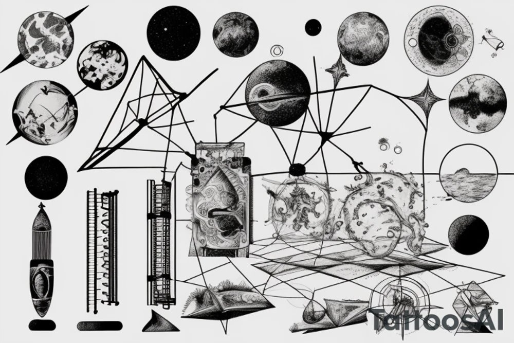 astrophysics physics mathematics computer science renaissance art minimalistic line work tattoo idea